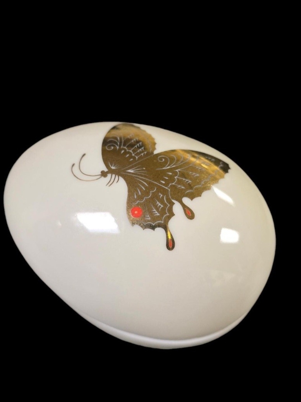 Vintage Takahashi San Francisco Trinket Box 24K Gold Porcelain Butterfly 1980's
